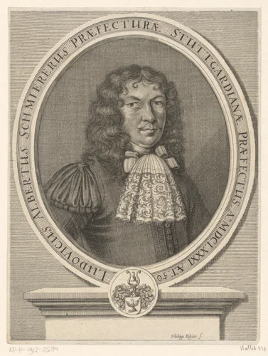 Portret van Ludwig Albert Schmierer by Philipp Kilian, print, 1681-1693