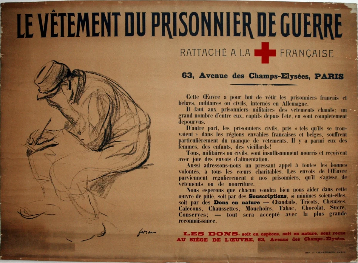 The Clothing of the Prisoner of War by Jean-Louis Forain, print, 1910-1920