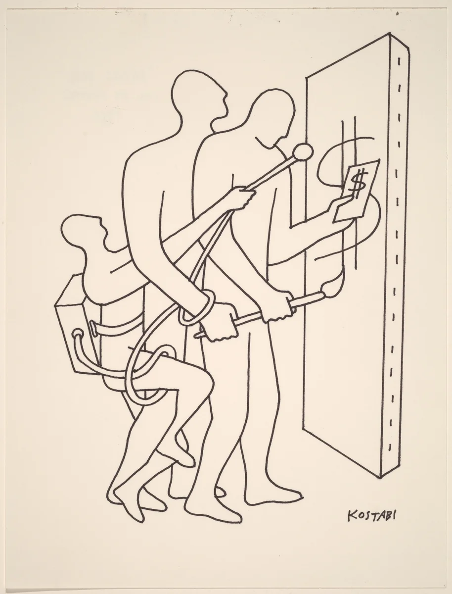 Package Deal (The Big Picture) by Mark Kostabi, drawing, 1985