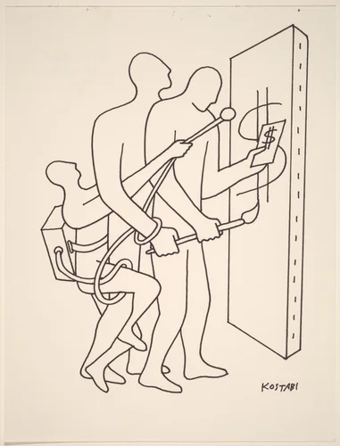 Package Deal (The Big Picture) by Mark Kostabi, drawing, 1985