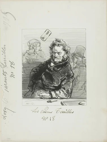 Les-Parents-Terribles series: Jacques Maubourj et's son the viscount by Paul Gavarni, print, 1852-1853