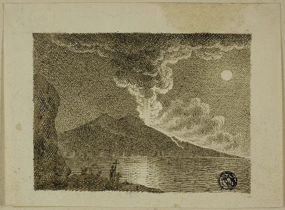 Eruption of Vesuvius by Robert Bradstreet, drawing, 1800-1849