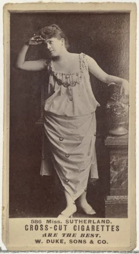 Card Number 586, Miss Sutherland, from the Actors and Actresses series (N145-3) issued by Duke Sons & Co. to promote Cross Cut Cigarettes by W. Duke, Sons & Co., photograph, 1880-1889