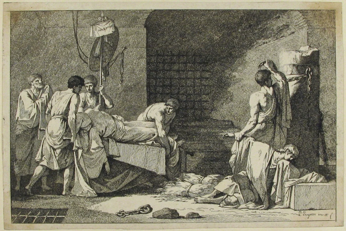 Les funérailles de Miltiade by Pierre Peyron, print, 1755-1814