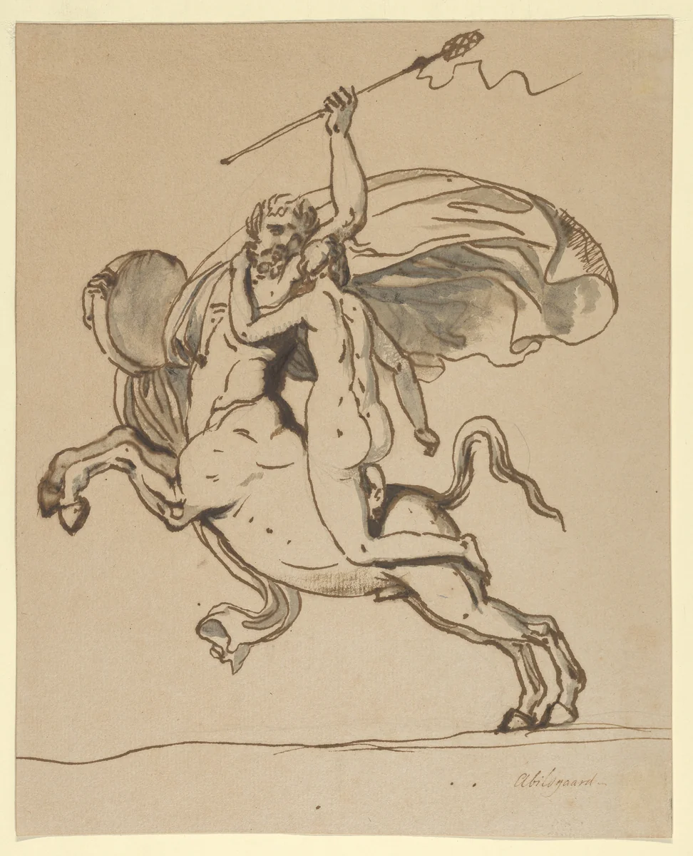 The Centaur Nessus Abducting Deianira by Nicolai Abraham Abildgaard, drawing, 1763-1809