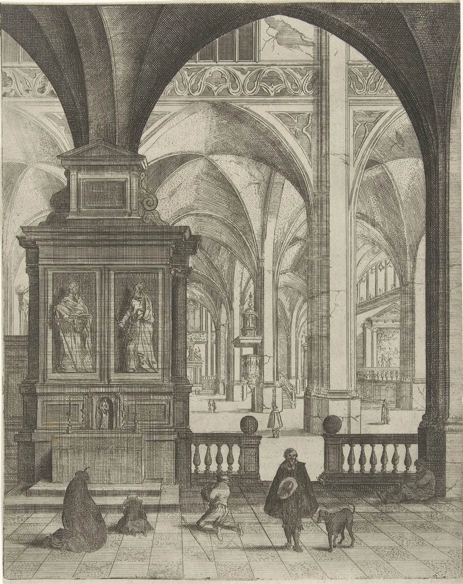 Kerkinterieur by Gerard Houckgeest, print, 1610-1661