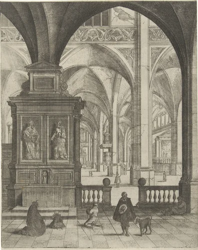 Kerkinterieur by Gerard Houckgeest, print, 1610-1661