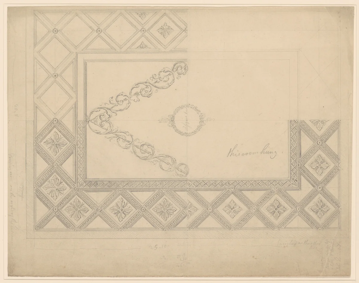 Design for a Ceiling for the Drawing Room at Milton Abbey, Dorset by Sir William Chambers, drawing, 1770-1774