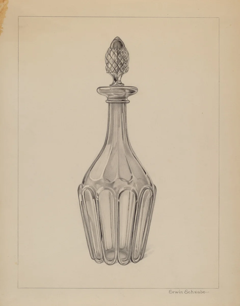 Glass Wine Decanter by Erwin Schwabe, index of american design, 1937