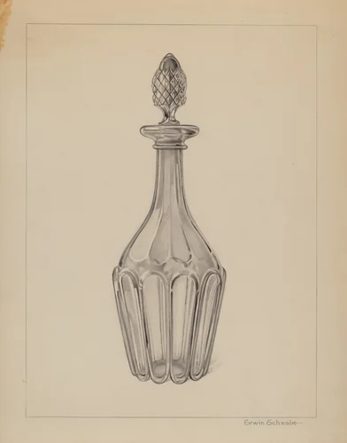 Glass Wine Decanter by Erwin Schwabe, index of american design, 1937