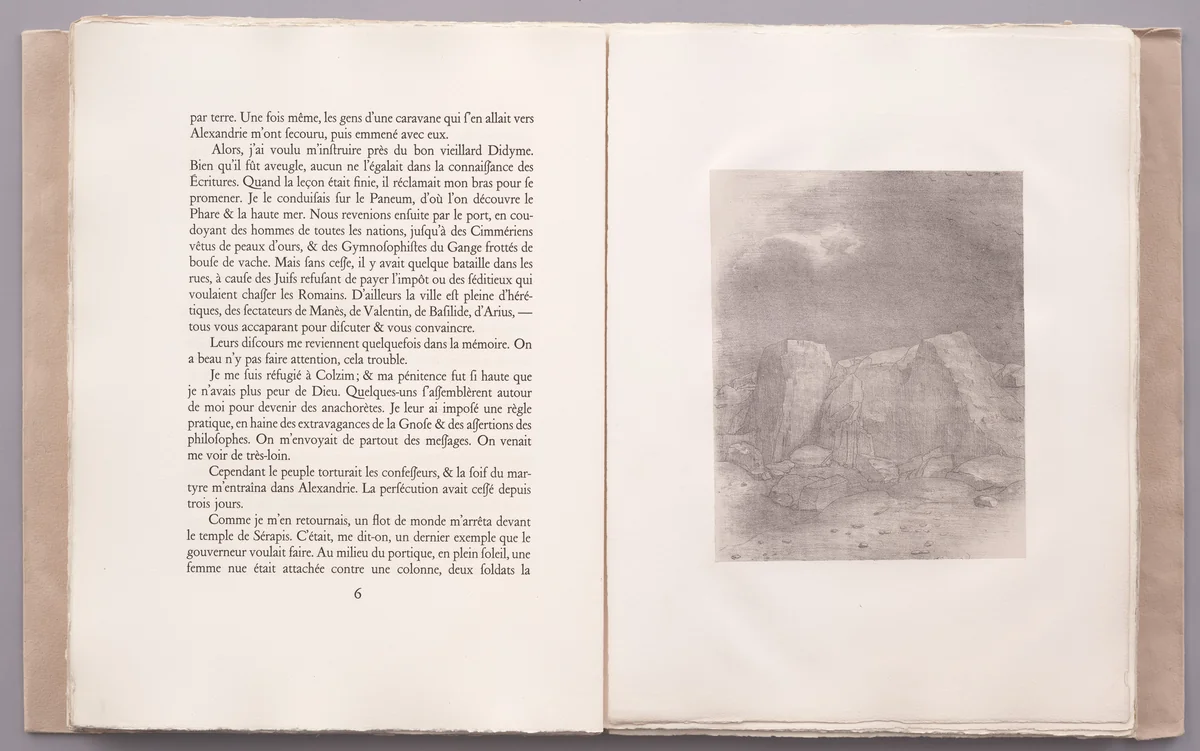 . . .And He Discerns an Arid, Knoll-Covered Plain (. . . Et il distingue une plaine aride et mamelonneuse)) (plate I) from La Tentation de Saint-Antoine by Odilon Redon, illustrated book, 1896