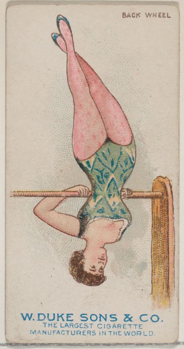 Back Wheel, from the Gymnastic Exercises series (N77) for Duke brand cigarettes by W. Duke, Sons & Co., print, 1887