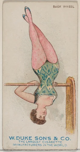 Back Wheel, from the Gymnastic Exercises series (N77) for Duke brand cigarettes by W. Duke, Sons & Co., print, 1887