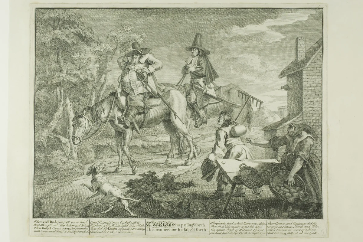 Hudibras Sallying Forth, plate two from Hudibras by William Hogarth, print, 1725-1726