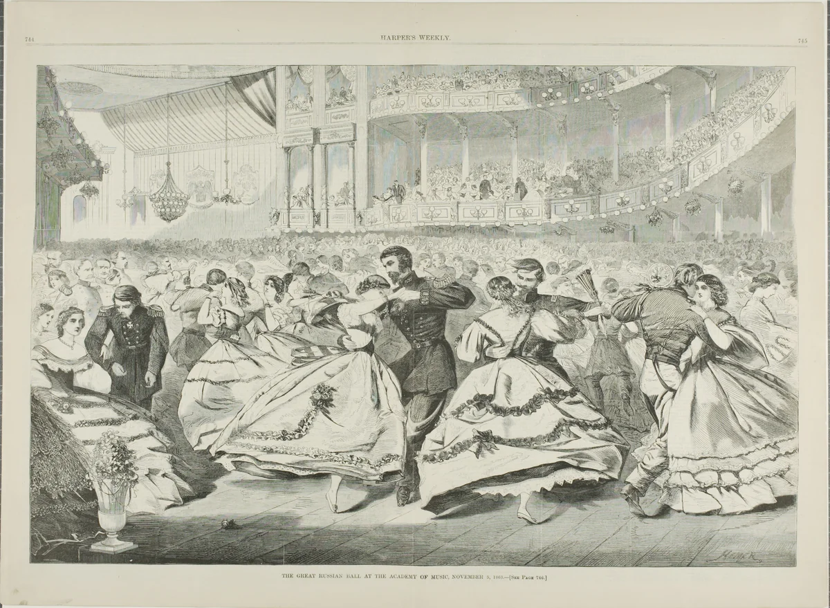 The Great Russian Ball at the Academy of Music, November 5, 1863 by Winslow Homer, print, 1863