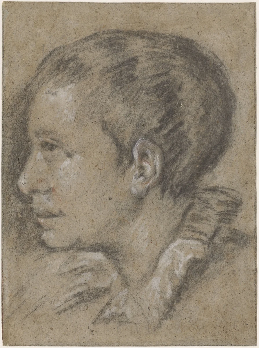 Portret van een jongen, naar links by Leandro Bassano, drawing, 1567-1622