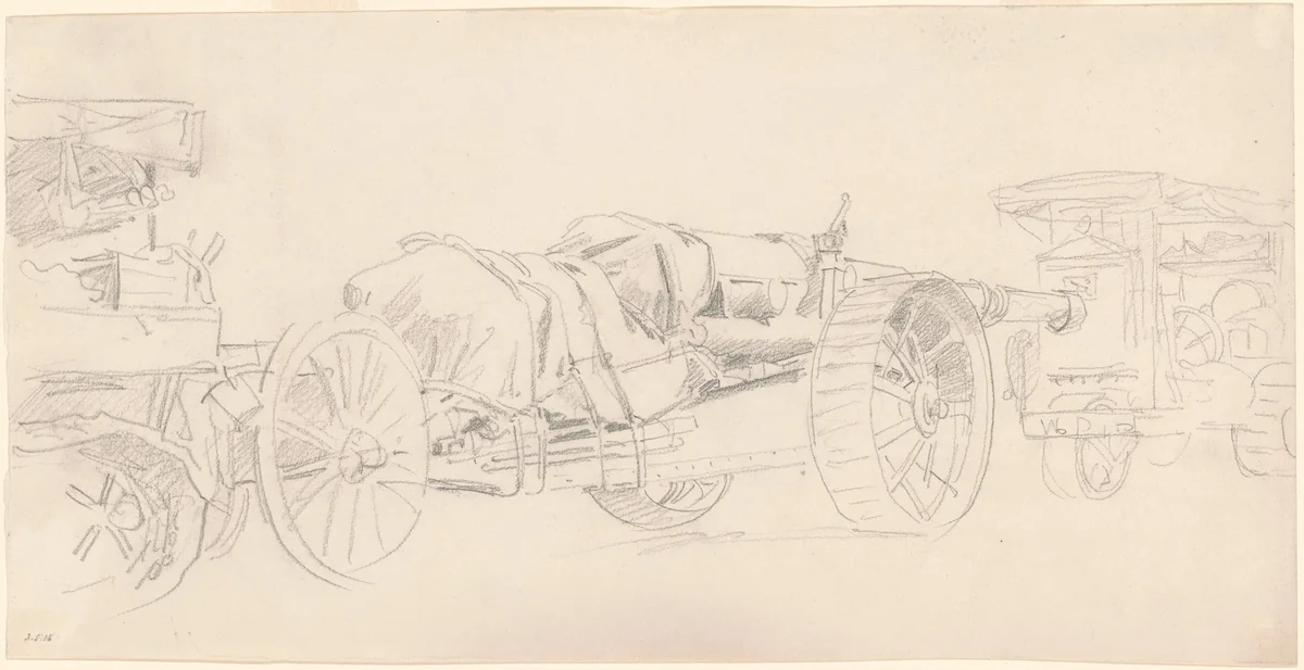 Cannon Trailers, France by John Singer Sargent, drawing, 1918