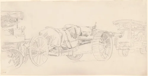 Cannon Trailers, France by John Singer Sargent, drawing, 1918