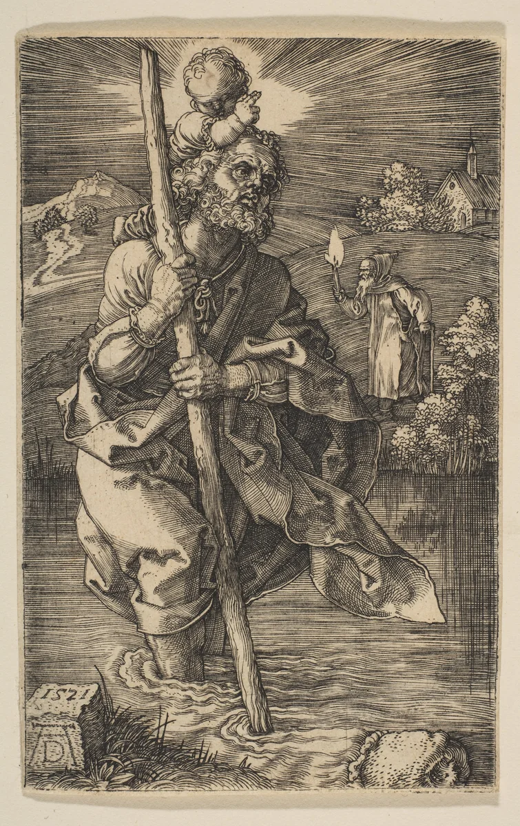 Saint Christopher Facing Right by Albrecht Dürer, print, 1521