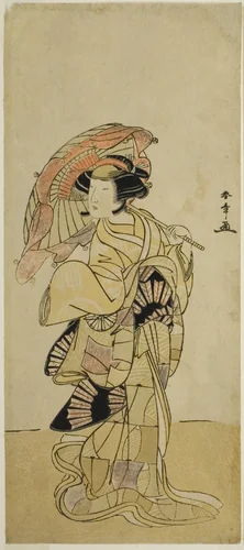 The Actor Nakamura Tomijuro I as a Female Fox from Mt. Ubagadake in the Play Chigo Torii Tobiiri Kitsune, Performed at the Ichimura Theater in the Eleventh Month, 1777 by Katsukawa Shunsho (勝川 春章), print, 1771-1782