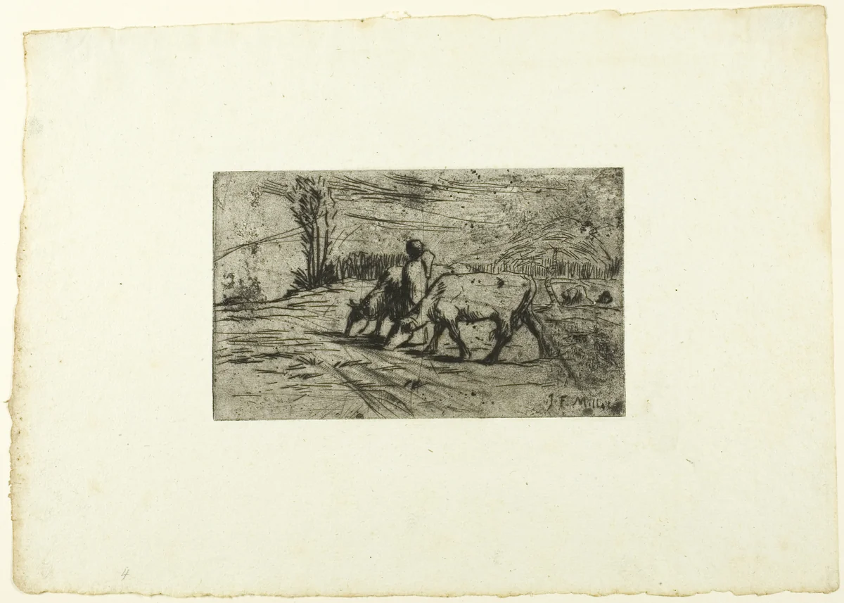 The Two Cows by Jean-François Millet, print, 1842-1852