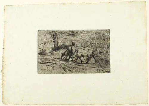 The Two Cows by Jean-François Millet, print, 1842-1852