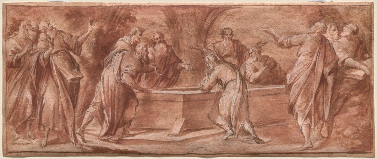 The Apostles Gathered Around the Tomb of the Virgin by Camillo Procaccini, drawing, 1589-1599