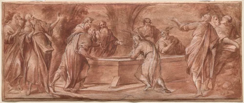 The Apostles Gathered Around the Tomb of the Virgin by Camillo Procaccini, drawing, 1589-1599