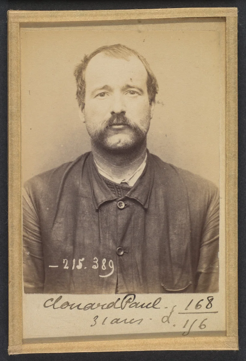 Clouard. Paul, Jules. 35 ans, né le 20/6/58 à Peugans (Manche). Rétameur. Anarchiste. 9/3/94. by Alphonse Bertillon, photograph, 1894