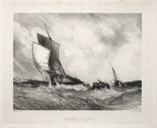 Six Marines: Retour au port by Eugène Isabey, print, 1833