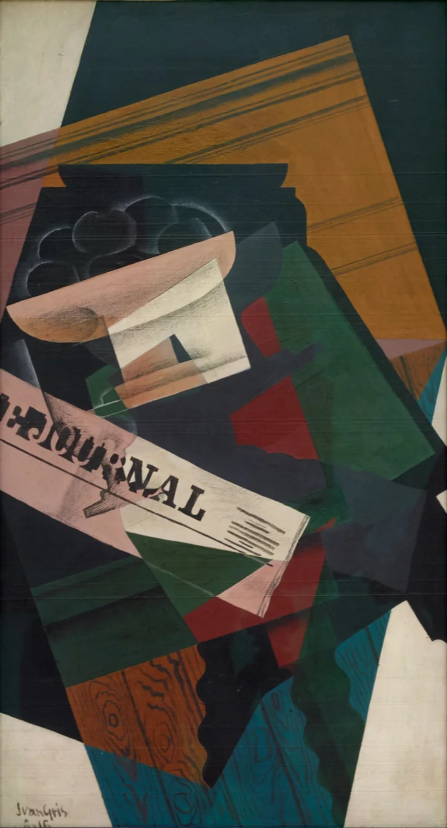 Nature morte au compotier et journal by Wassily Kandinsky, artwork, 1916