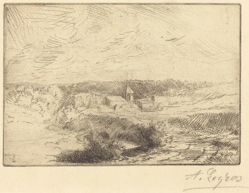 Village of Wimille, near Boulogne (Village de Wimille, pres Boulogne) by Alphonse Legros, print, 1837-1911