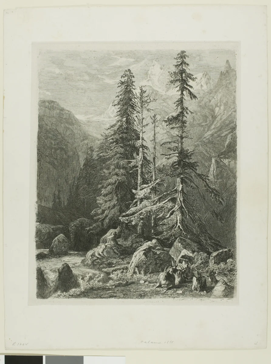 Alpine Landscape by Alexandre Calame, print, 1830-1864