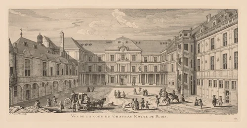 Vue de la cour du Château de Blois by Jacques Rigaud, print, 1700-1754