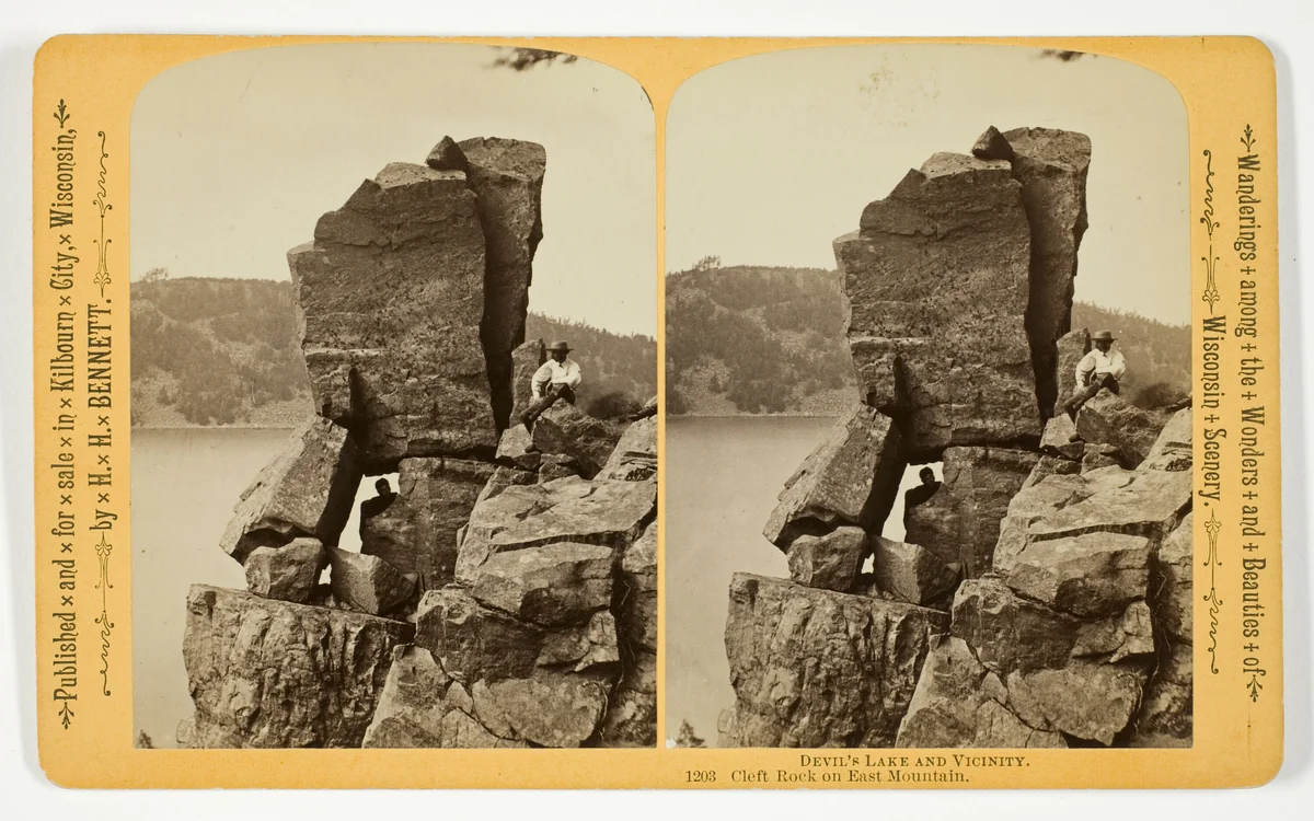 Cleft Rock on East Mountain, No. 1203 from the series "Devil's Lake and Vicinity" by Henry Hamilton Bennett, photograph, 1870-1908