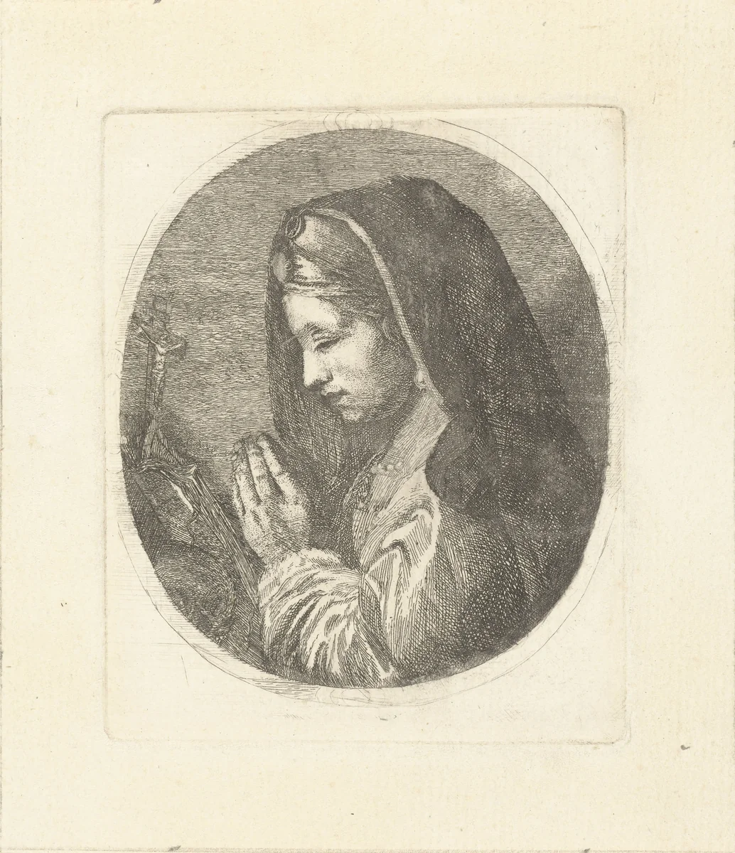 Maria Magdalena in gebed by Louis Bernard Coclers, print, 1756-1817