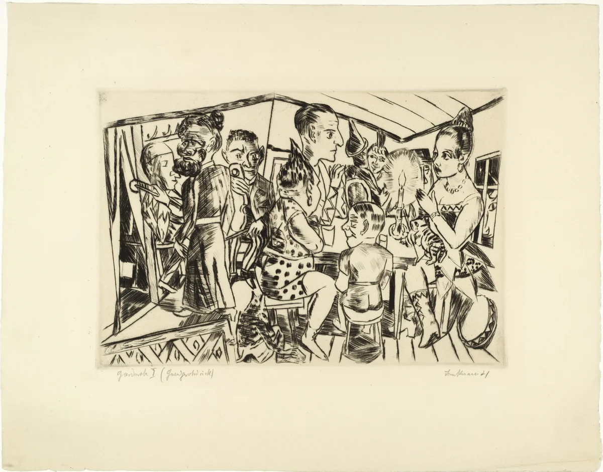 Behind the Scenes (Hinter den Kulissen) for the portfolio Annual Fair (Jahrmarkt) by Max Beckmann, print, 1921