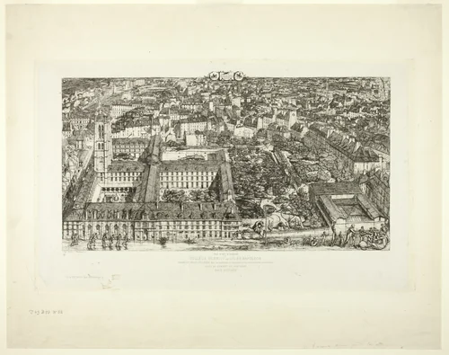 Collège Henry IV (or Lycée Napoléon), Paris by Charles Meryon, print, 1863-1864
