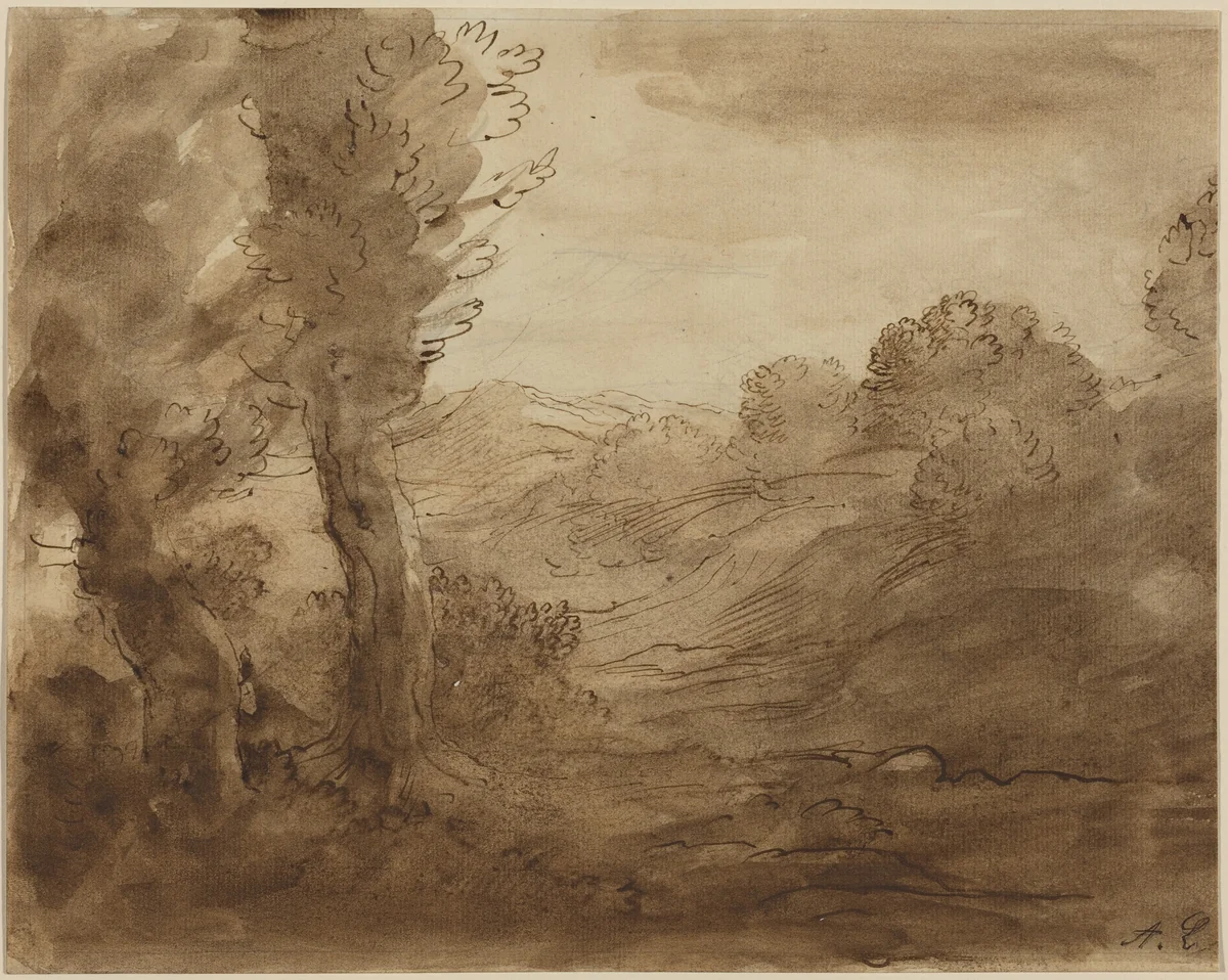 Footpath in Burgundy by Alphonse Legros, drawing, 1837-1911