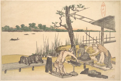 Imadogawa by Katsushika Hokusai (葛飾 北斎), print, 1801-1804