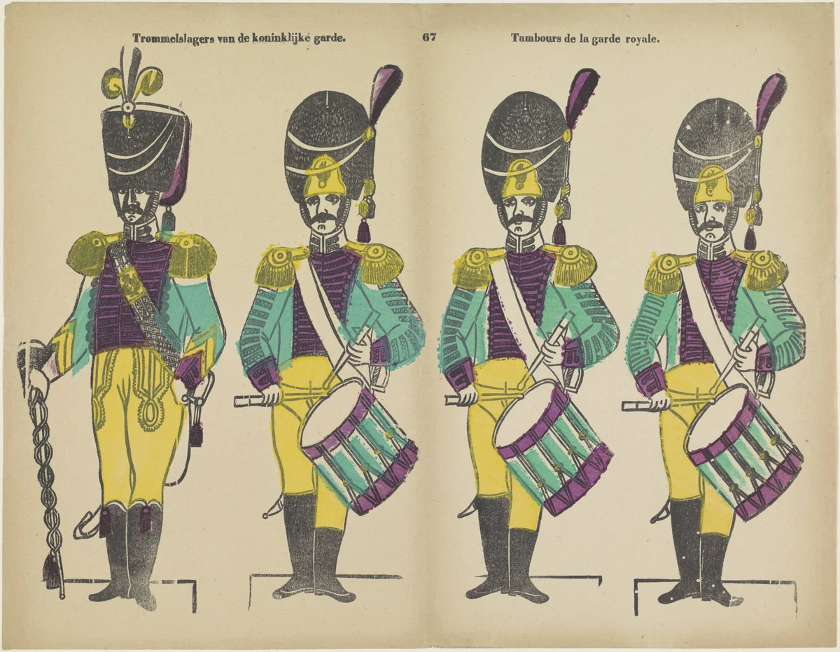 Trommelslagers van de koninklijke garde / Tambours de la garde royale by Philippus Jacobus Brepols, print, 1800-1833