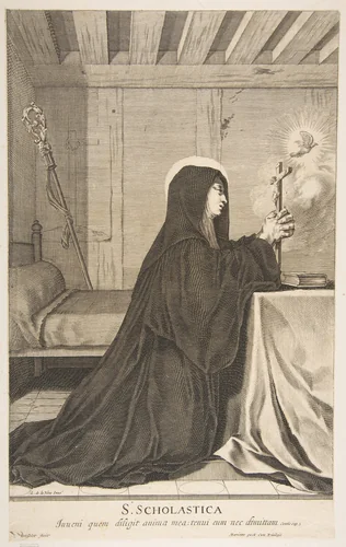 St. Scholastica by Gilles Rousselet, print, 1614-1686
