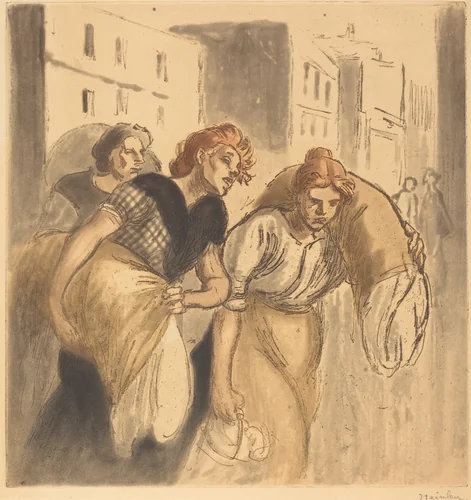 Return from the Wash House (Retour de lavoir) by Théophile Alexandre Steinlen, print, 1912