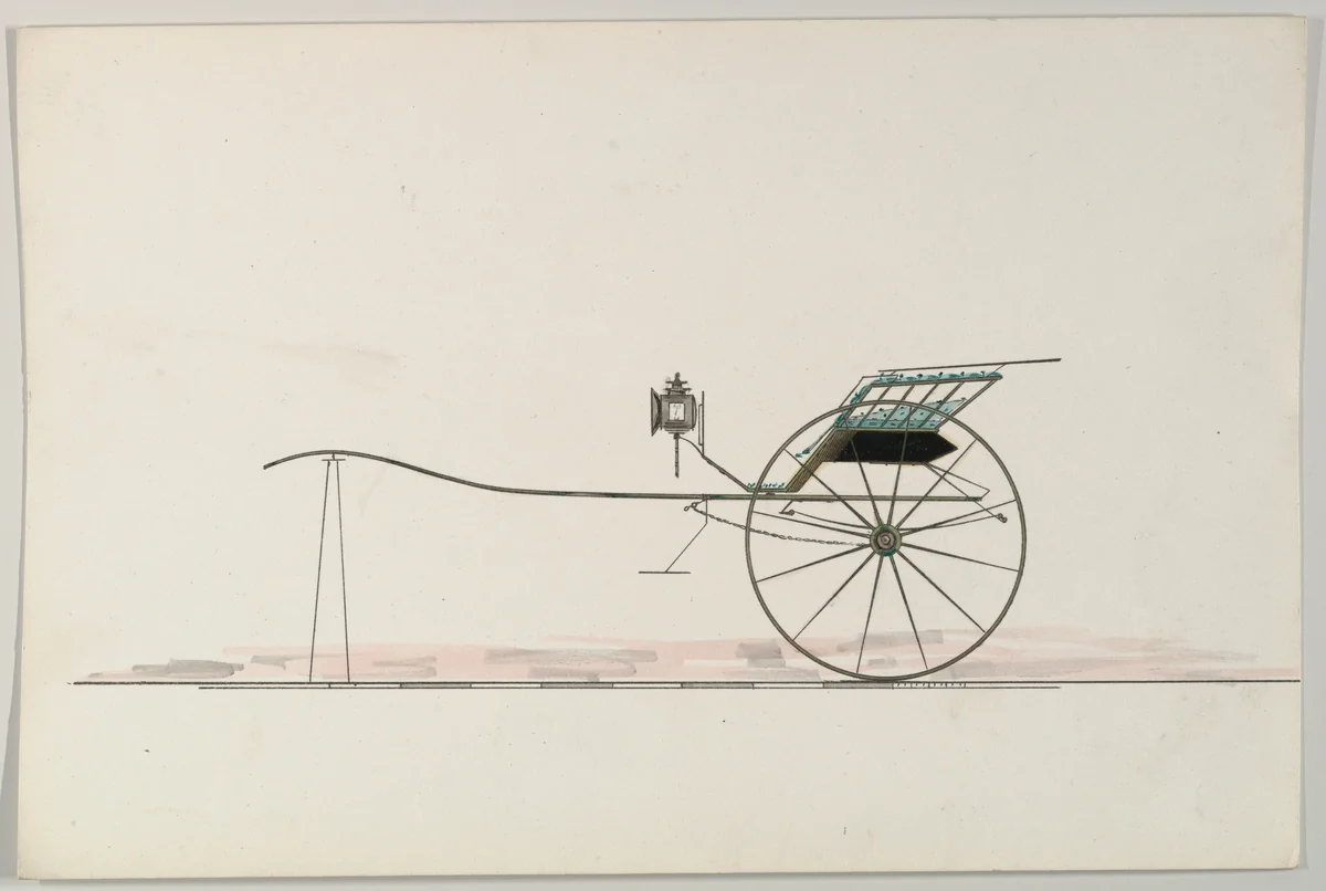 Gig (unnumbered) by Brewster & Co., drawing, 1855-1874