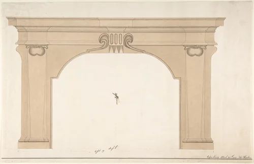 Design for a fireplace by Thomas Heiton, drawing, 1827