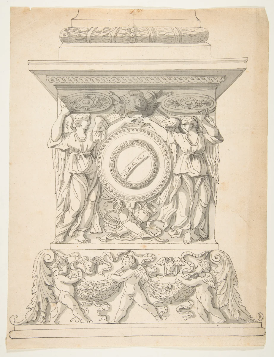 Design for a Column Base by anonymous, drawing, 1700-1799