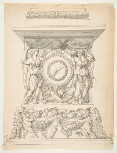 Design for a Column Base by anonymous, drawing, 1700-1799