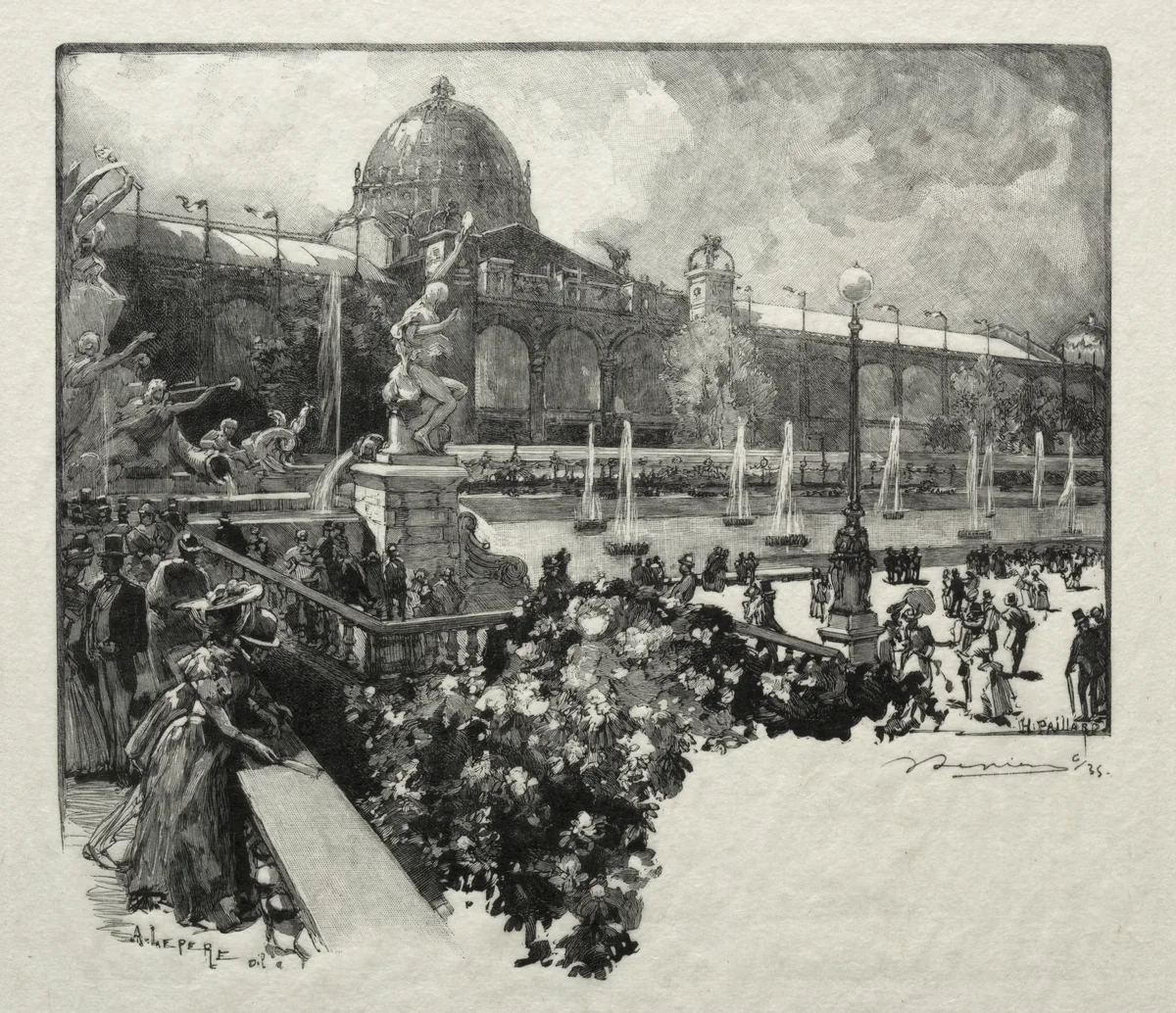 Le Palais des Arts Liberaux, Extérieur by Auguste Louis Lepère, print, 1889