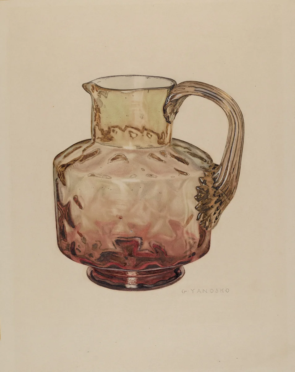 Pitcher (Amberina) by George Yanosko, index of american design, 1935-1942