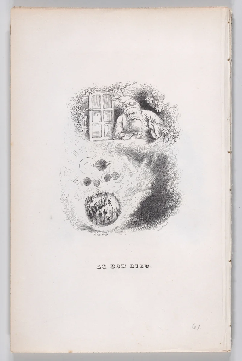 The Good God, from "The Complete Works of Béranger" by J. J. Grandville, print, 1836
